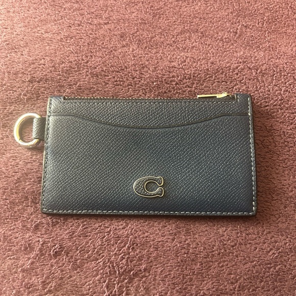 Coach Zip Card Case Marine Blue